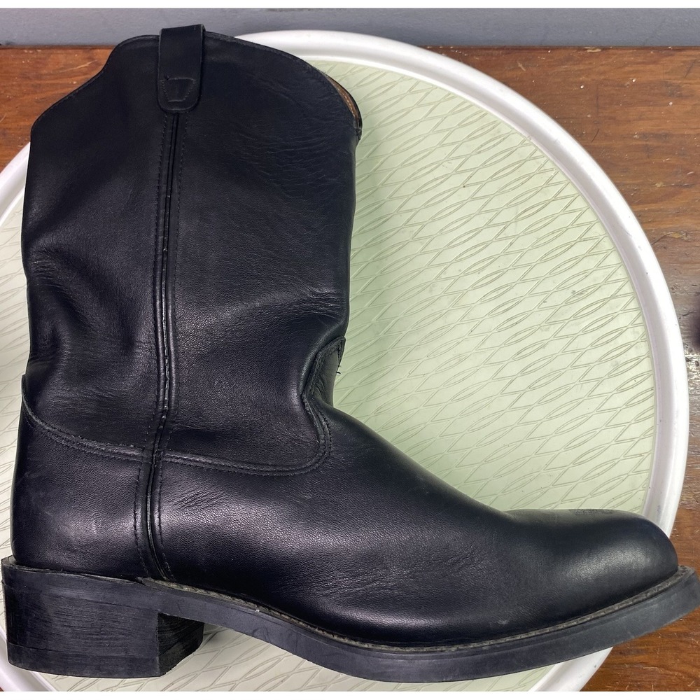 Santa Fe Men's Western Leather Cowboy Biker Riding Rodeo Boots Black Sz.14 B - Picture 9 of 13